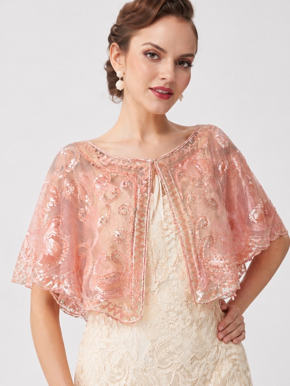 NWT Anne Klein Embroidered Capelet Shawl 🌸 One Size Bridal Summer Sequence
